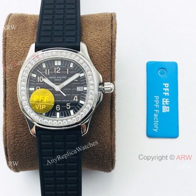 PFF Factory Copy Patek Philippe Aquanaut Luce Watch Black Dial Lady Size